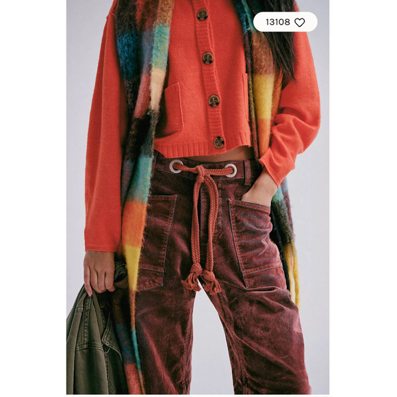 Free People We The Free Moxie Flocked Pull-On Barrel Jeans 25 NEW - Picture 2 of 5